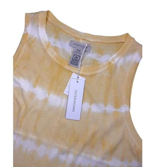 Outerknown Womens Medium Trippy Tank Top Yellow Tie Dye Organic Cotton New W/Tag - Picture 4 of 10